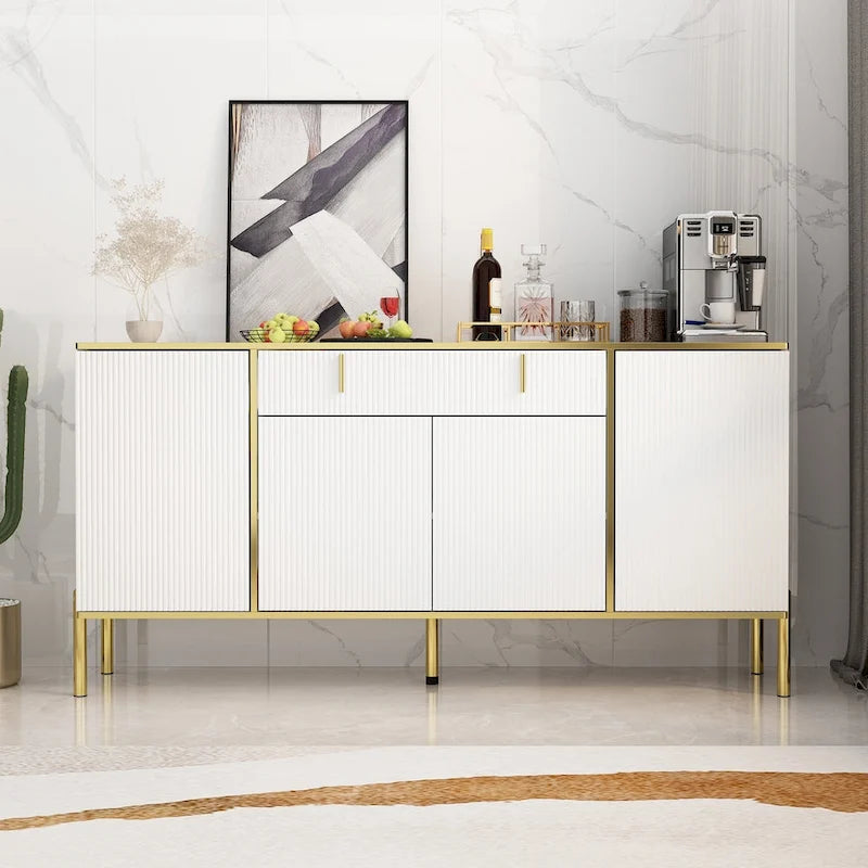 Meuble de Rangement Buffet 4 Portes 2 Tiroirs Supérieurs