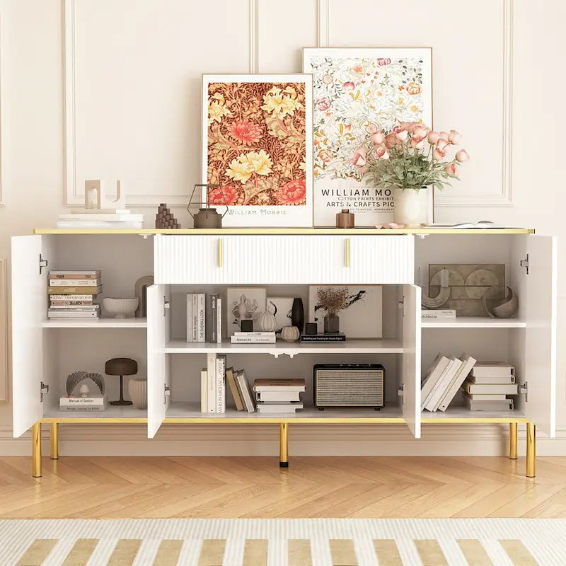 Meuble de Rangement Buffet 4 Portes 2 Tiroirs Supérieurs