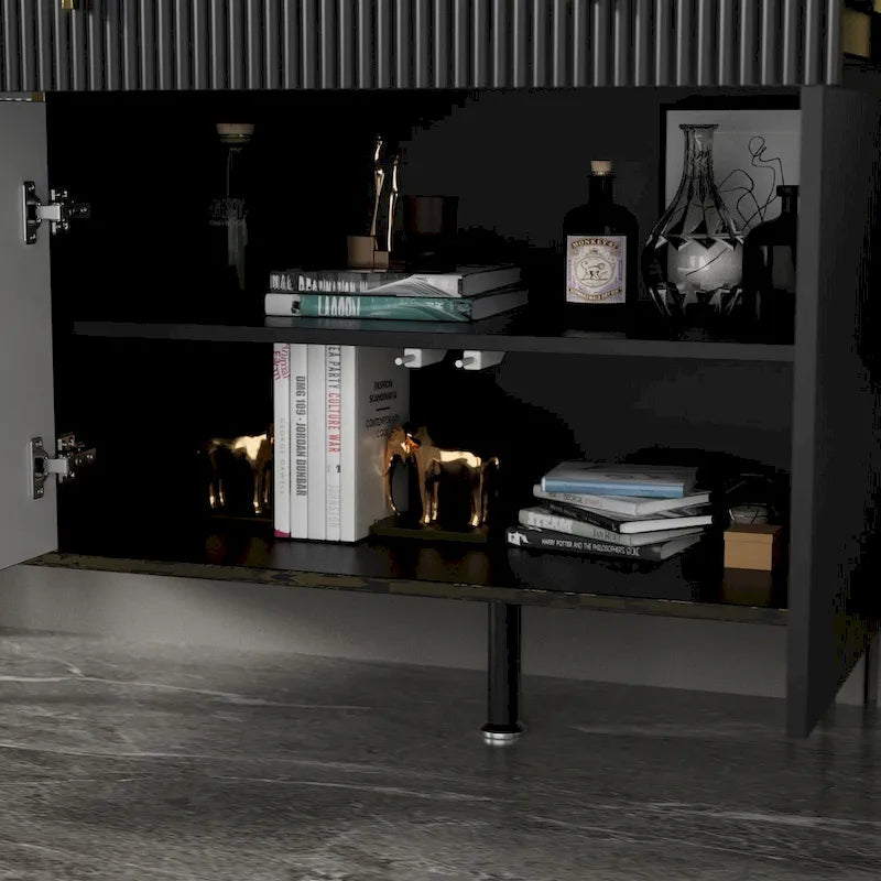 Meuble de Rangement Buffet 4 Portes 2 Tiroirs Supérieurs