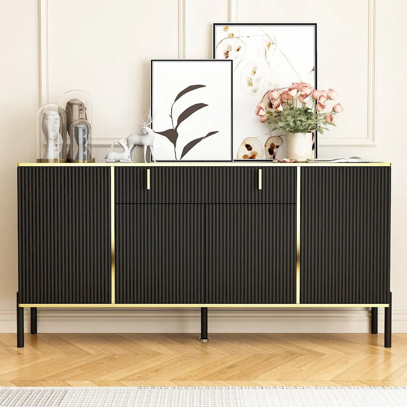 Meuble de Rangement Buffet 4 Portes 2 Tiroirs Supérieurs