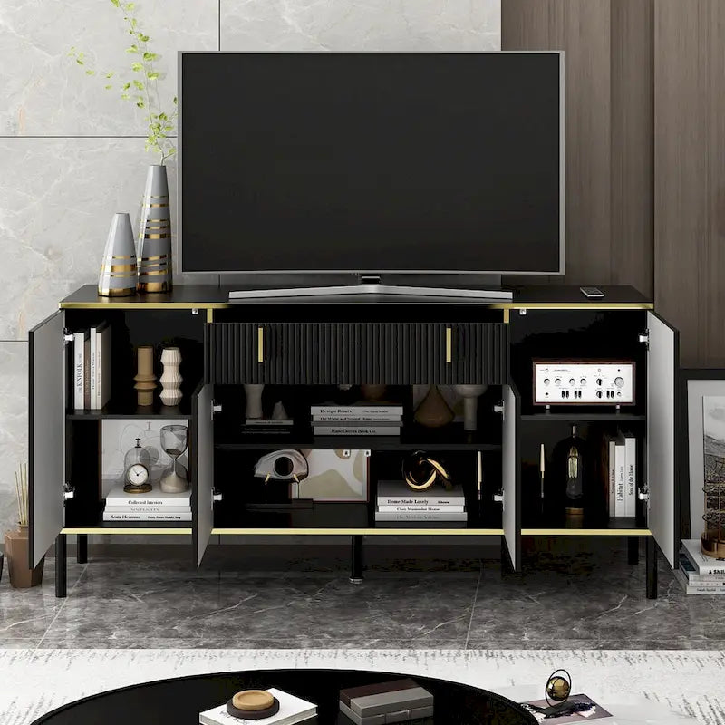 Meuble de Rangement Buffet 4 Portes 2 Tiroirs Supérieurs