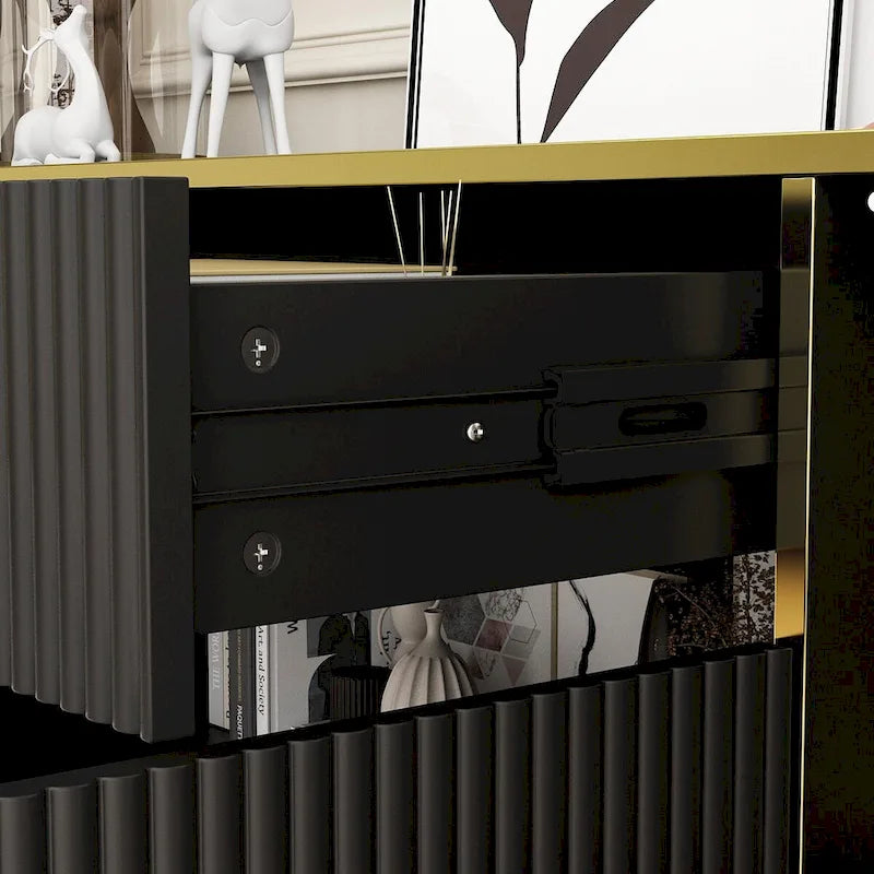 Meuble de Rangement Buffet 4 Portes 2 Tiroirs Supérieurs