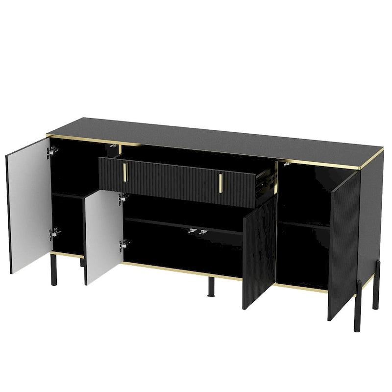 Meuble de Rangement Buffet 4 Portes 2 Tiroirs Supérieurs