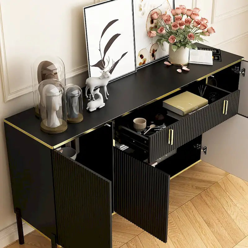 Meuble de Rangement Buffet 4 Portes 2 Tiroirs Supérieurs
