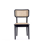 Chaise de salle à manger Giverny en rotin noir et naturel - Lot de 2