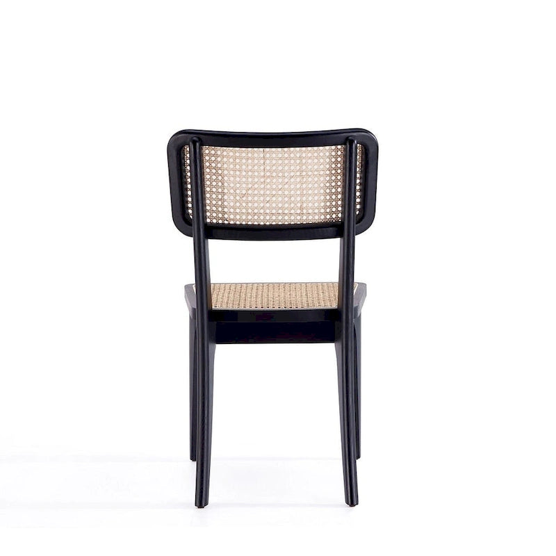 Chaise de salle à manger Giverny en rotin noir et naturel - Lot de 2
