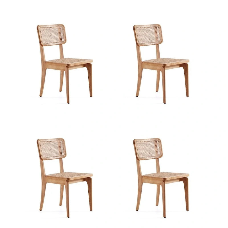 Chaise de salle à manger Giverny en rotin noir et naturel - Lot de 2