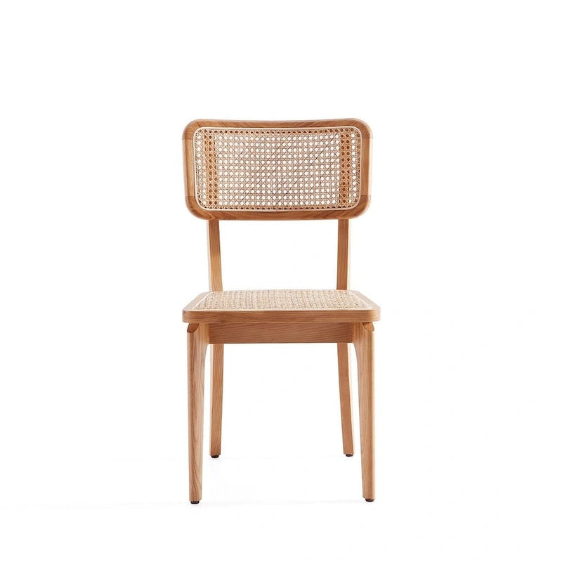 Chaise de salle à manger Giverny en rotin noir et naturel - Lot de 2