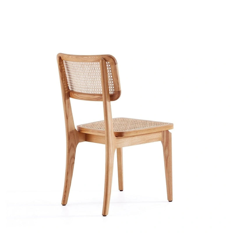 Chaise de salle à manger Giverny en rotin noir et naturel - Lot de 2