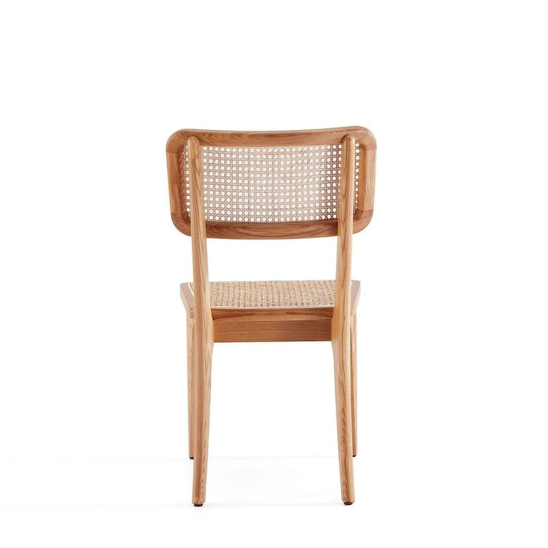 Chaise de salle à manger Giverny en rotin noir et naturel - Lot de 2
