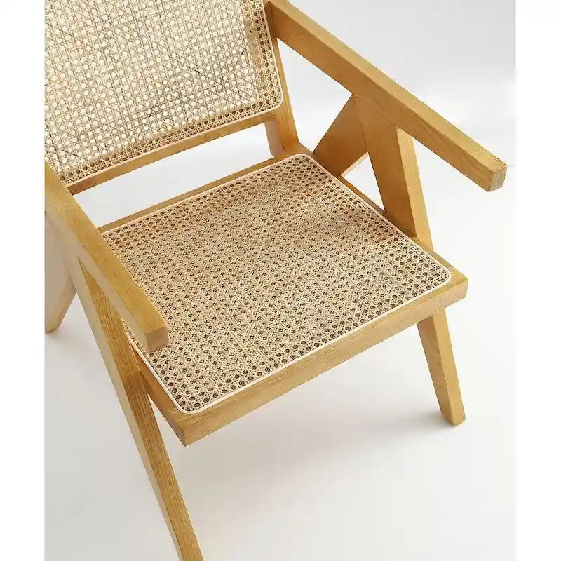 Chaise de salle à manger Giverny en rotin noir et naturel - Lot de 2