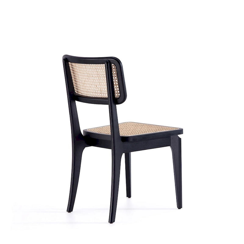 Chaise de salle à manger Giverny en rotin noir et naturel - Lot de 2