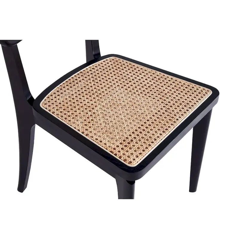 Chaise de salle à manger Giverny en rotin noir et naturel - Lot de 2