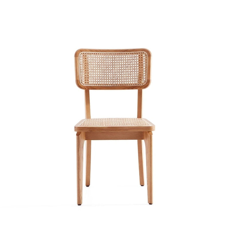 Chaise de salle à manger Giverny en rotin noir et naturel - Lot de 2