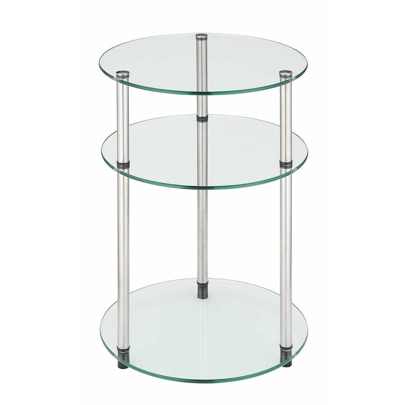 Table ronde à 3 niveaux en verre Designs2Go Classic de Convenience Concepts