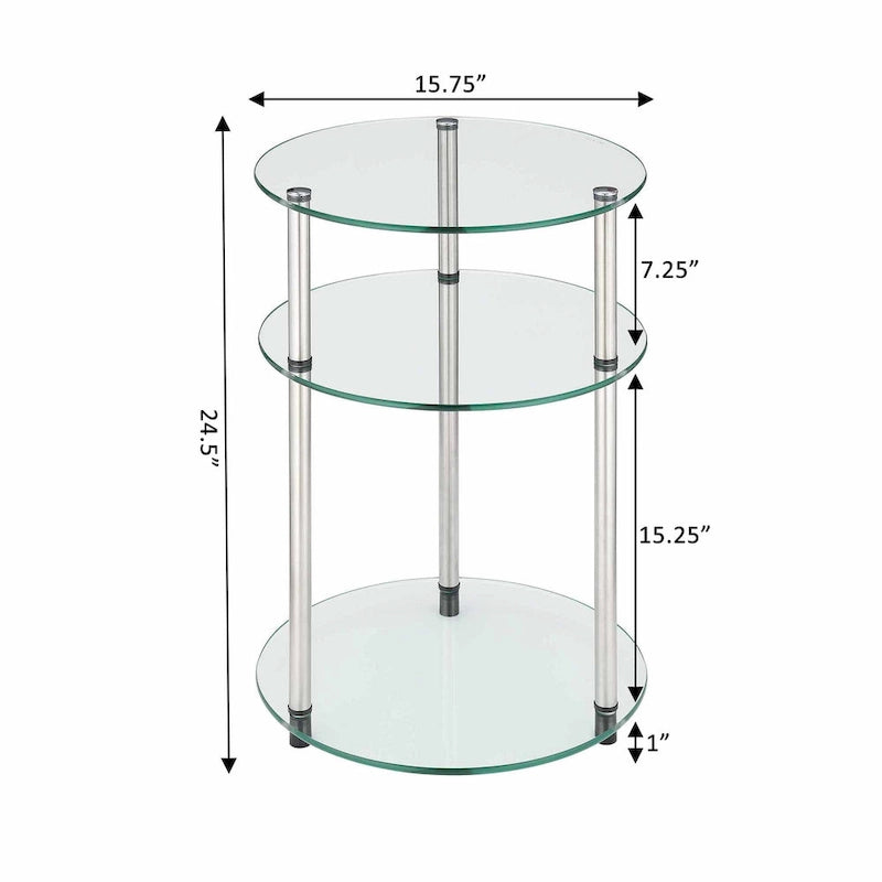 Table ronde à 3 niveaux en verre Designs2Go Classic de Convenience Concepts