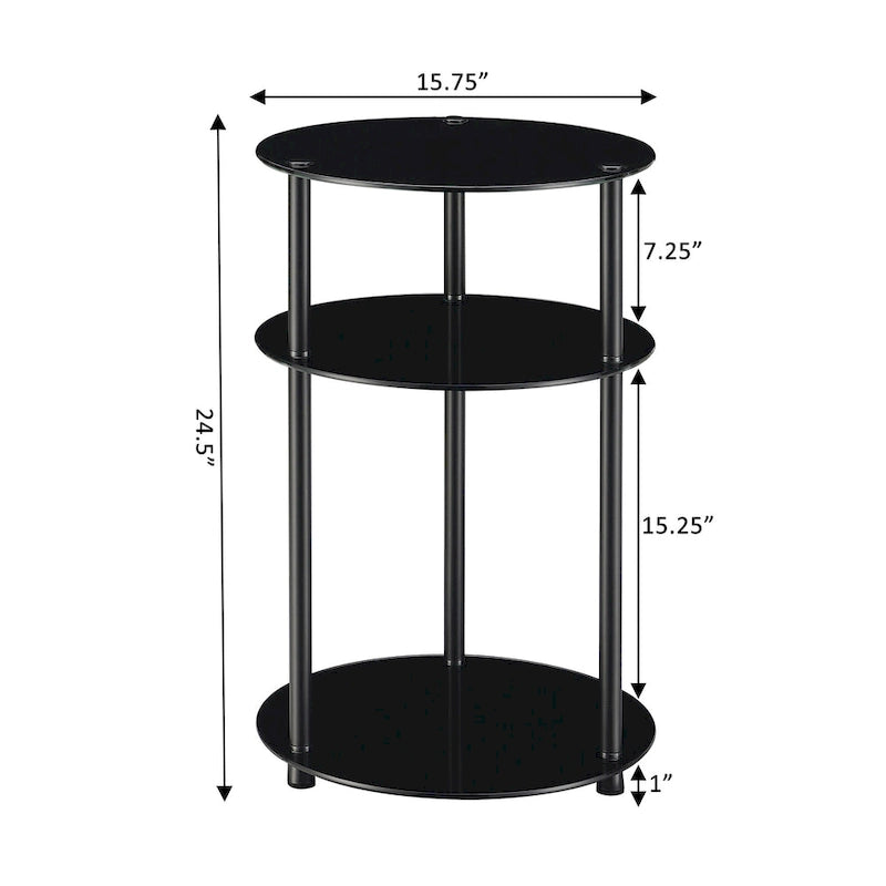 Table ronde à 3 niveaux en verre Designs2Go Classic de Convenience Concepts