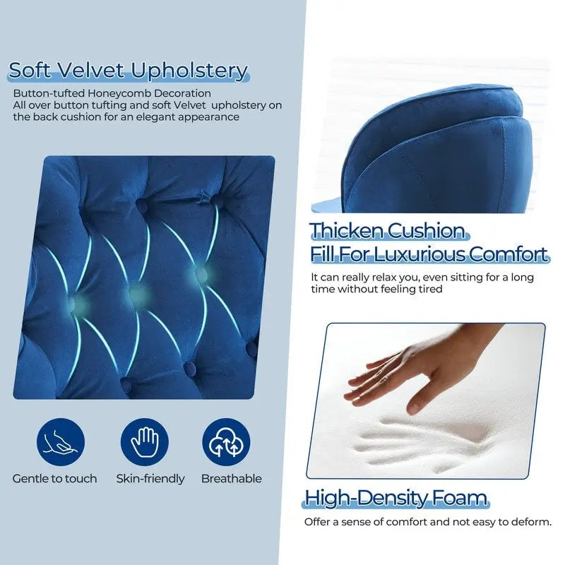 Fauteuil d'appoint pivotant en velours avec pouf Ensemble fauteuil de lecture rond avec repose-pieds, pivotant à 360°, cadre métallique
