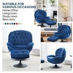 Fauteuil d'appoint pivotant en velours avec pouf Ensemble fauteuil de lecture rond avec repose-pieds, pivotant à 360°, cadre métallique