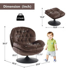 Fauteuil d'appoint pivotant en velours avec pouf Ensemble fauteuil de lecture rond avec repose-pieds, pivotant à 360°, cadre métallique