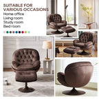 Fauteuil d'appoint pivotant en velours avec pouf Ensemble fauteuil de lecture rond avec repose-pieds, pivotant à 360°, cadre métallique