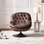 Fauteuil d'appoint pivotant en velours avec pouf Ensemble fauteuil de lecture rond avec repose-pieds, pivotant à 360°, cadre métallique