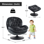 Fauteuil d'appoint pivotant en velours avec pouf Ensemble fauteuil de lecture rond avec repose-pieds, pivotant à 360°, cadre métallique