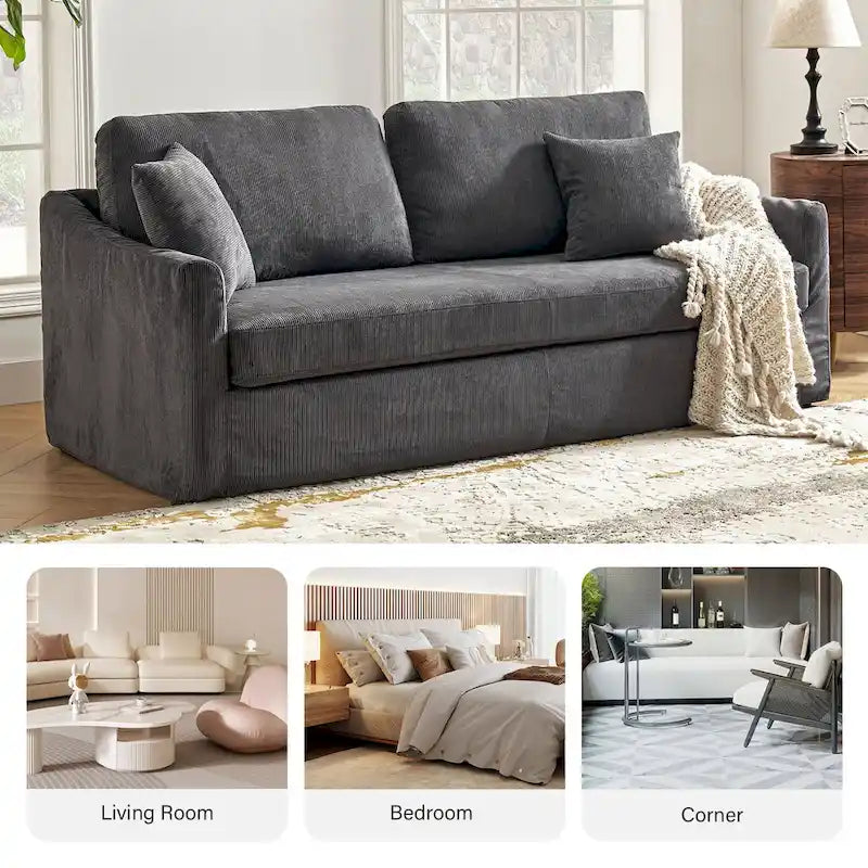 Canapé Volkhard 80.5 moderne déhoussable avec coussin de dossier amovible par