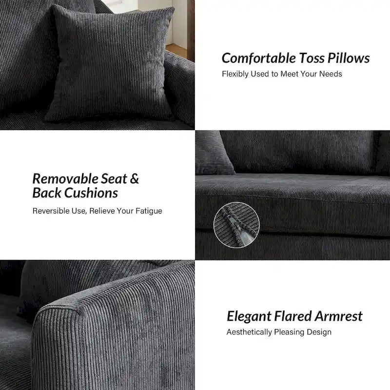 Canapé Volkhard 80.5 moderne déhoussable avec coussin de dossier amovible par
