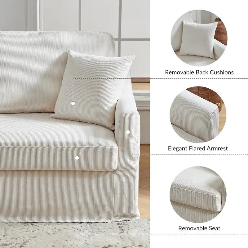 Canapé Volkhard 80.5 moderne déhoussable avec coussin de dossier amovible par