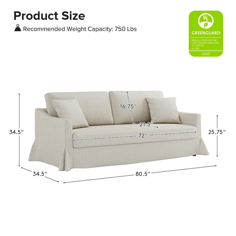 Canapé Volkhard 80.5 moderne déhoussable avec coussin de dossier amovible par