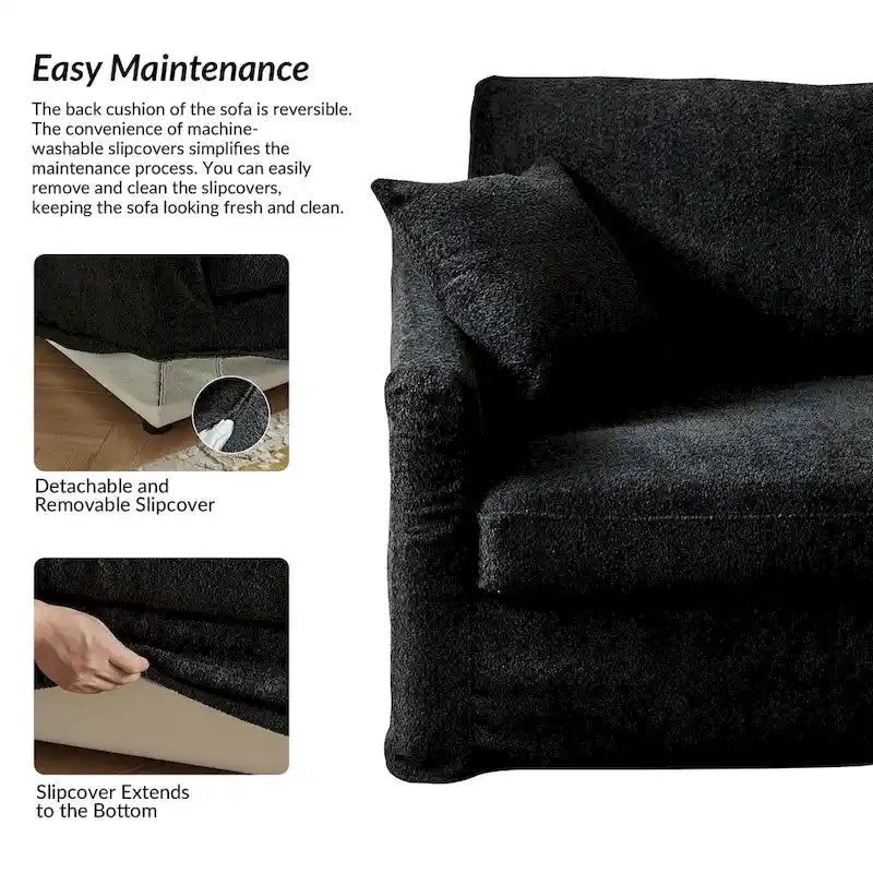 Canapé Volkhard 80.5 moderne déhoussable avec coussin de dossier amovible par