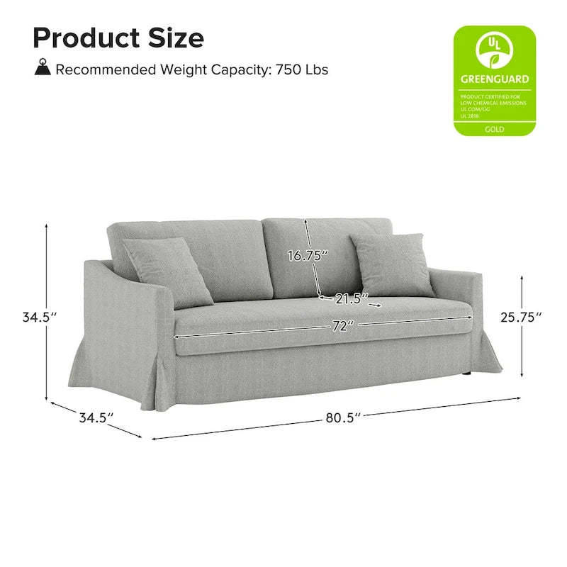 Canapé Volkhard 80.5 moderne déhoussable avec coussin de dossier amovible par
