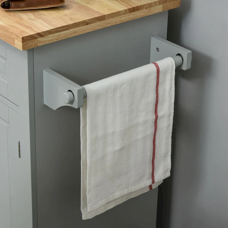 HOMCOM Chariot de cuisine roulant avec plateau en bois d'hévéa, porte-épices, porte-serviettes et tiroirs pour salle à manger