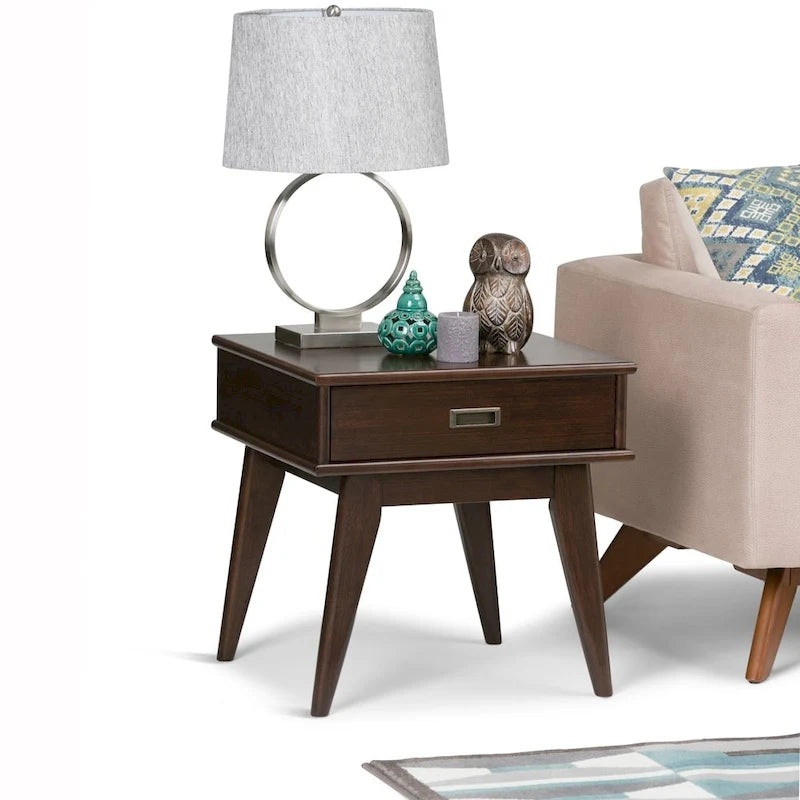 WYNDENHALL Tierney Table d'appoint rectangulaire en BOIS MASSIF de style moderne du milieu du siècle, 22 po de large - 22 L x 20 P x 22 H