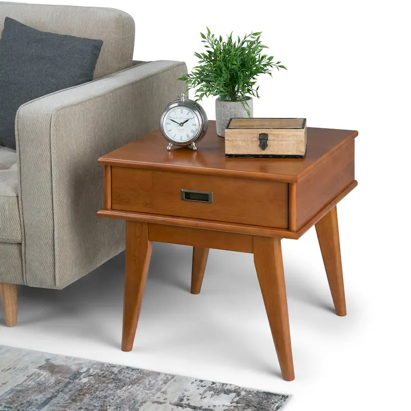 WYNDENHALL Tierney Table d'appoint rectangulaire en BOIS MASSIF de style moderne du milieu du siècle, 22 po de large - 22 L x 20 P x 22 H