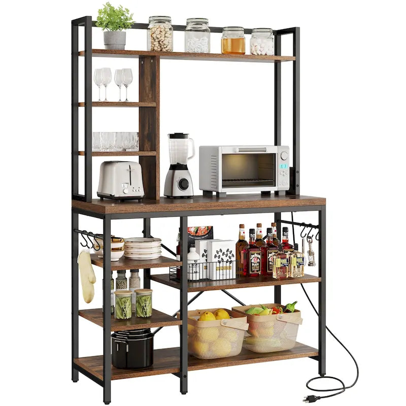 Étagère de cuisine Moasis avec prises de courant, étagère de rangement utilitaire pour micro-ondes