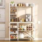 Moasis Kitchen Bakers Rack Utility Storage Shelf with Power Outlets Microwave Oven Stand