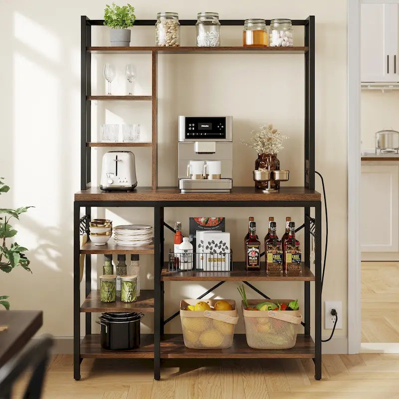 Étagère de cuisine Moasis avec prises de courant, étagère de rangement utilitaire pour micro-ondes