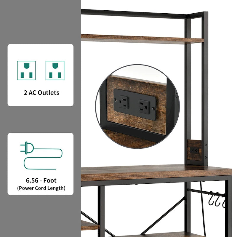 Étagère de cuisine Moasis avec prises de courant, étagère de rangement utilitaire pour micro-ondes