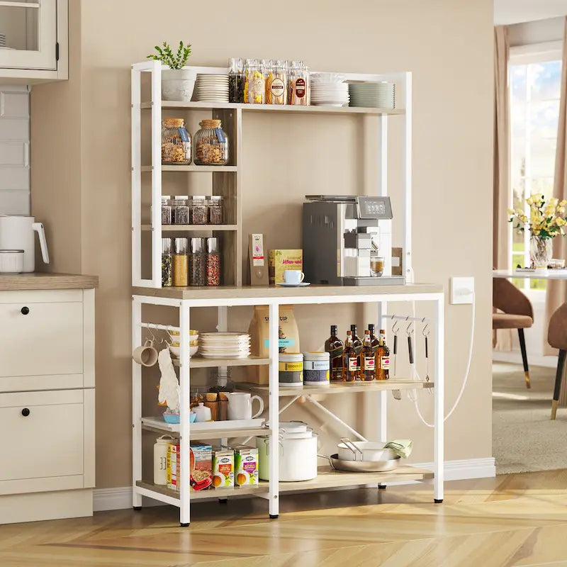Étagère de cuisine Moasis avec prises de courant, étagère de rangement utilitaire pour micro-ondes