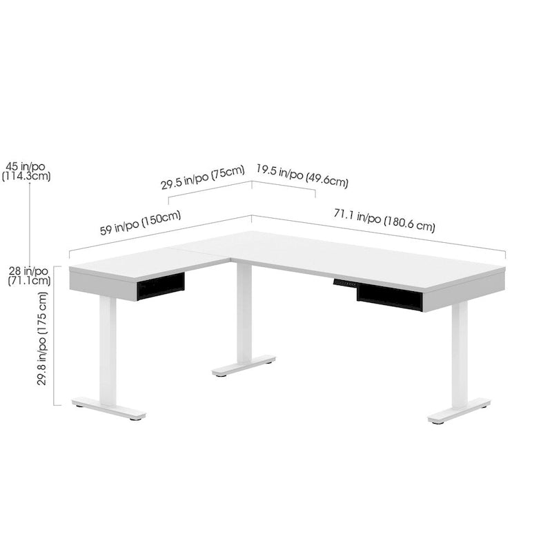Bureau en L réglable en hauteur Pro-Vega