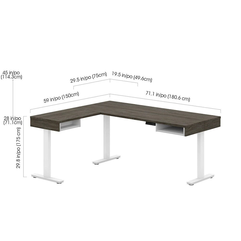Bureau en L réglable en hauteur Pro-Vega