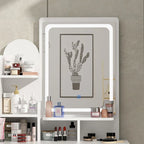 Coiffeuse avec miroir lumineux, étagères de rangement et tiroirs Blanc - 80L x 40l x 140H