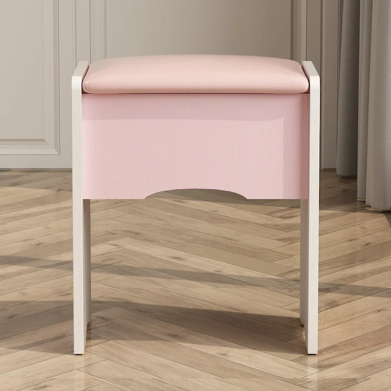 Coiffeuse avec miroir lumineux, étagères de rangement et tiroirs Blanc - 80L x 40l x 140H