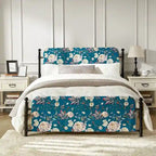 Cadre de lit plateforme en métal tapissé floral Diana Transitional 62 avec housse lavable par HULALA HOME
