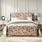 Cadre de lit plateforme en métal tapissé floral Diana Transitional 62 avec housse lavable par HULALA HOME