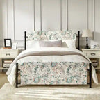 Cadre de lit plateforme en métal tapissé floral Diana Transitional 62 avec housse lavable par HULALA HOME