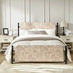 Cadre de lit plateforme en métal tapissé floral Diana Transitional 62 avec housse lavable par HULALA HOME