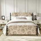 Cadre de lit plateforme en métal tapissé floral Diana Transitional 62 avec housse lavable par HULALA HOME